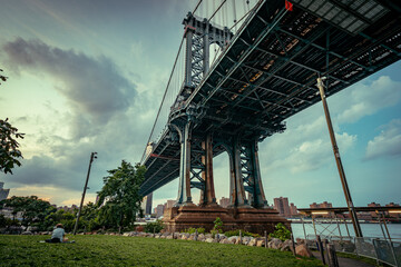 Underneath the Manhattan bridge in New York, USA
