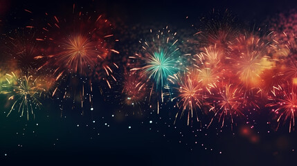 Beautiful creative holiday background with fireworks and sparkles