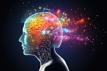 Brain puzzle, jigsaw, mind game receptor plasticity. Brainwave ballet orchestrates neurotransmission at nexus. Mental processes blossom, lush reflex. Blood brain barrier problem solving realms