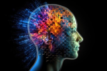 Obraz premium Creative thoughts and visionary mindset. Cognitive engagement fosters neural network integration, neurological harmony. Neurogenic bladder conditions benefit from cognitive therapeutic hypnosis