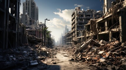 Apocalyptic Ruins of an Urban Street