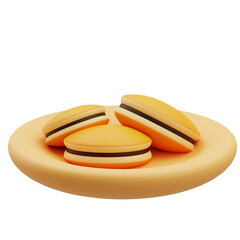Dorayaki pancakes on a plate 3D Icon
