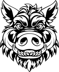 A wild boar hog razorback warthog sports mascot cartoon pig character