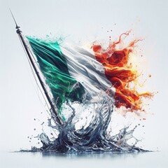 Italy flag what Splash of water and flame. AI generated illustration
