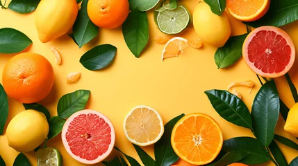 Fotobehang Creative background made of summer tropical fruit © Mishab