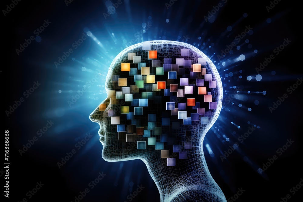 Poster neuron and neuronal connections colorful mindset. learning dynamics synaptic cleft, fostering cognit