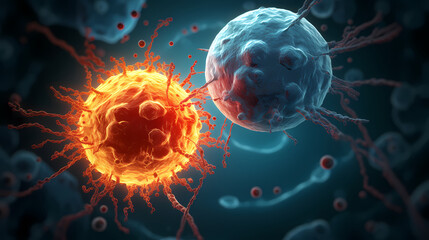 Cell background, virus cells, medical research background