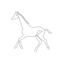 Giraffe continuous one line drawing outline vector illustration