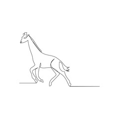 Fototapeta premium Giraffe continuous one line drawing outline vector illustration
