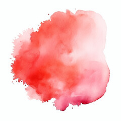 Light Red Watercolor Stain on White Paper. Isolated Transparent Background.