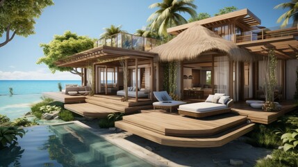 Fototapeta premium Luxury villa resort, sea 
