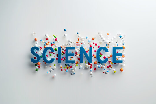 Word "science" made with letters and molecules on white background