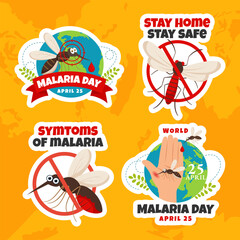 Malaria Day Label Flat Cartoon Hand Drawn Templates Background Illustration