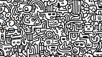Funny doodle seamless pattern, artistic background