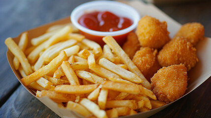 French fries and nuggets