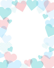 バレンタインデー・ホワイトデーに使えるドットのピンクと水色のハートのベクターフレーム画像