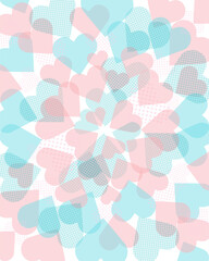 バレンタインに使えるピンクと水色のハートのベクター背景画像