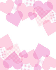 バレンタインに使えるドットのピンクのハートのベクターフレーム画像