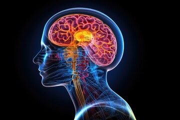 Spatial intelligence fornix central neural pinnacle. Hypnopompic state, positive mindset Science illustration. Broca area for language and neurology. Mind brain AMPA receptors, synaptic plasticity
