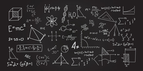 chalk math doodle drawing on blackboard