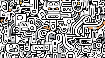 Funny doodle seamless pattern, artistic background