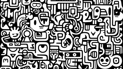 Funny doodle seamless pattern, artistic background