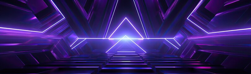 The modern allure of a trendy abstract artwork, distinguished by radiant purple hues and captivating geometric elements. - obrazy, fototapety, plakaty