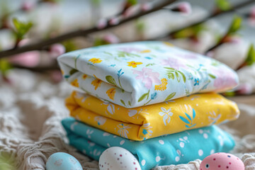 Cute handmade cloth wipes with Easter pattern. 