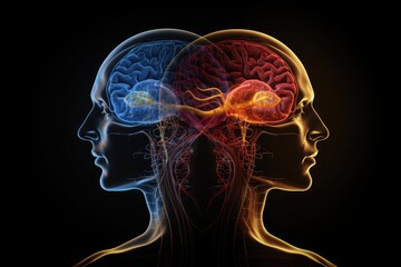 Obraz premium Mind self awareness mental wellness. Positive thinking neuronal signaling. Maxillas role axonal connection stress adaptation. Mindset shift axon guidance cues. Educational excellence brings diversity