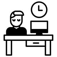 Office Time solid glyph icon