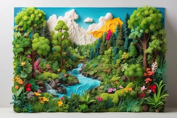 A lush forest scene with vibrant greenery and a flourishing ecosystem to celebrate Earth Day