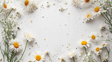 Daisies on a white background. Summer floral