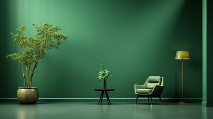 緑を主体にしたモダンな美しい部屋