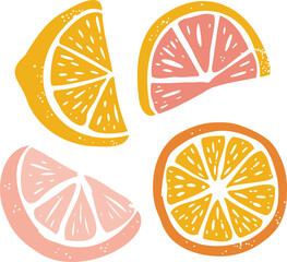 Lemon illustration. inspirational card with doodles, lemons, and oranges isolated in the background. Colorful illustration for greeting cards or prints.