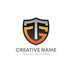 Naklejka premium Emblem letter TG shield gradient security logo