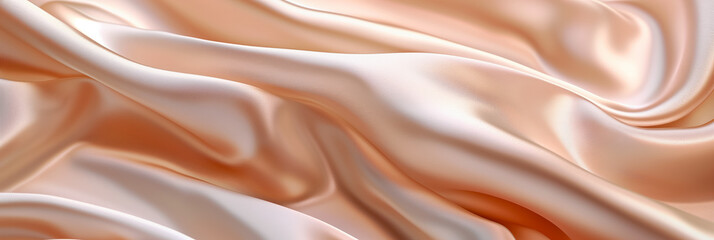 Elegant satin fabric texture in soft peach color, luxurious material background for fashion and design concepts