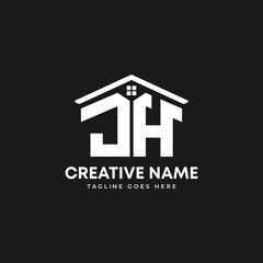 Initial letter JH real estate logo. roofing logo with letter JH. JH house logo.