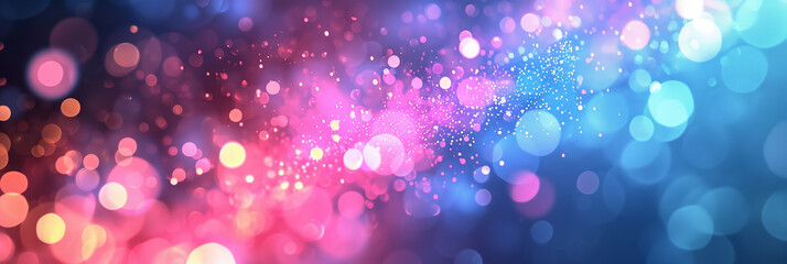 Abstract pink and blue bokeh light background, sparkling glitter texture, festive or celebration concept suitable for holidays