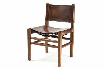 Chair with leather seat. Generative AI