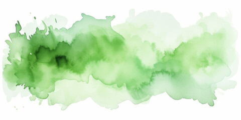 Fototapeta premium Light Green Watercolor Stain on White Paper. Isolated Transparent Background.