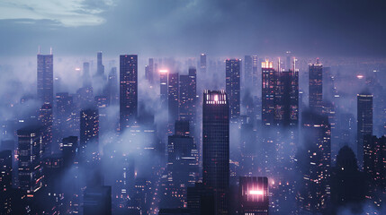 Fototapeta na wymiar Night city skyscrapers