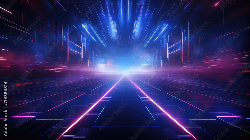 Poster experience a fusion of art and technology with this cyberpunk-inspired background, highlighting neon