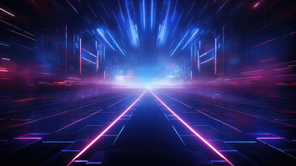 Experience a fusion of art and technology with this cyberpunk-inspired background, highlighting neon lines and dynamic light effects for a futuristic look.