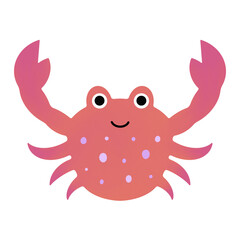 Cute hand drawn crab on white background. PNG illustration 