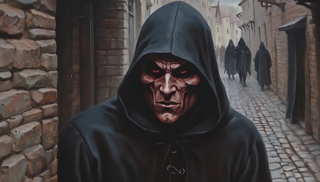 Portrait of  medieval  evil wizard. Dnd character