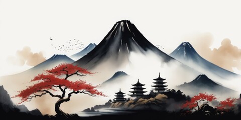 Isolated on white, the black brush strokes tell a story, each line a character in an ancient script, a silent ode to Japan’s artistic heritage