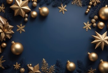 Navy blue background with a touch of gold for a Christmas concept