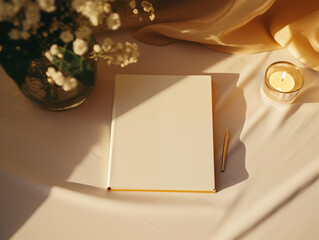 b blank book mockup on the table, photo blank catalog, magazines,book mock up on luxury background