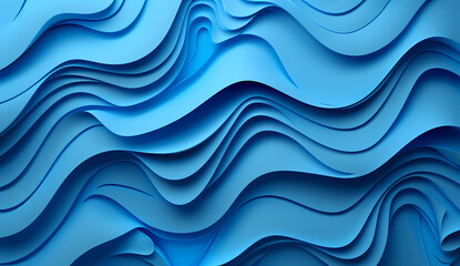 Fototapeta premium Blue Wavy Lines in a Minimalist Abstract Background