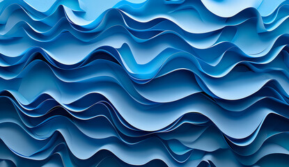Obraz premium Blue Wavy Lines in a Minimalist Abstract Background